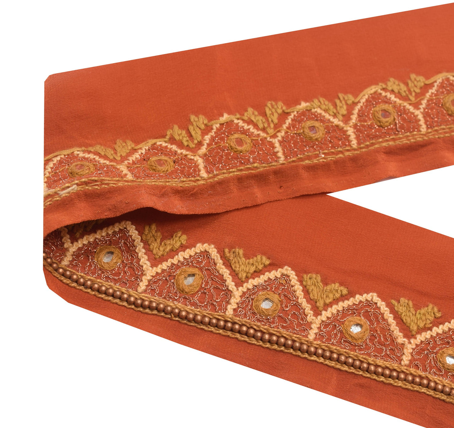 Sushila Vintage Rust Saree Border Crepe Craft Sewing Trim Hand Work Lace Ribbon