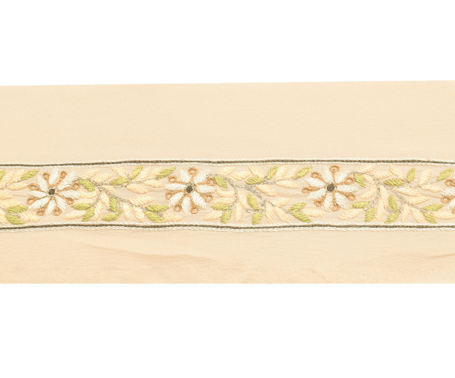 Sushila Vintage Cream Hand Embroidered Saree Border Craft Sewing Trim WORK Lace