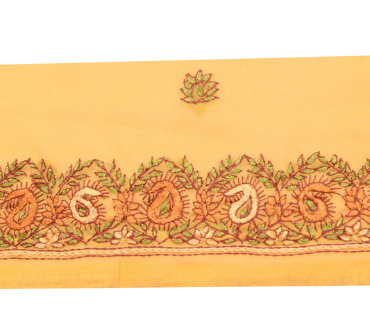 Sushila Vintage Yellow Saree Border Hand Embroidered Craft Sewing Trim Lace