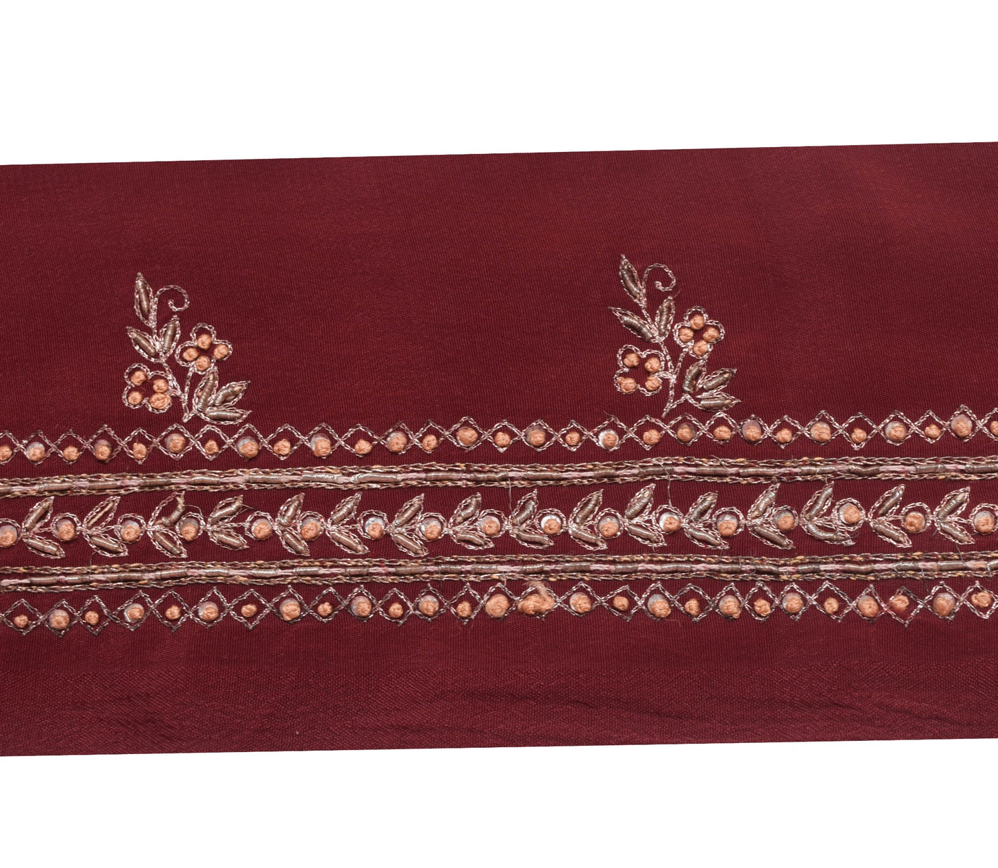 Sushila Vintage Maroon Saree Border Indian Craft Sewing Trim Zari Work Ribbon