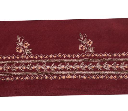 Sushila Vintage Maroon Saree Border Indian Craft Sewing Trim Zari Work Ribbon
