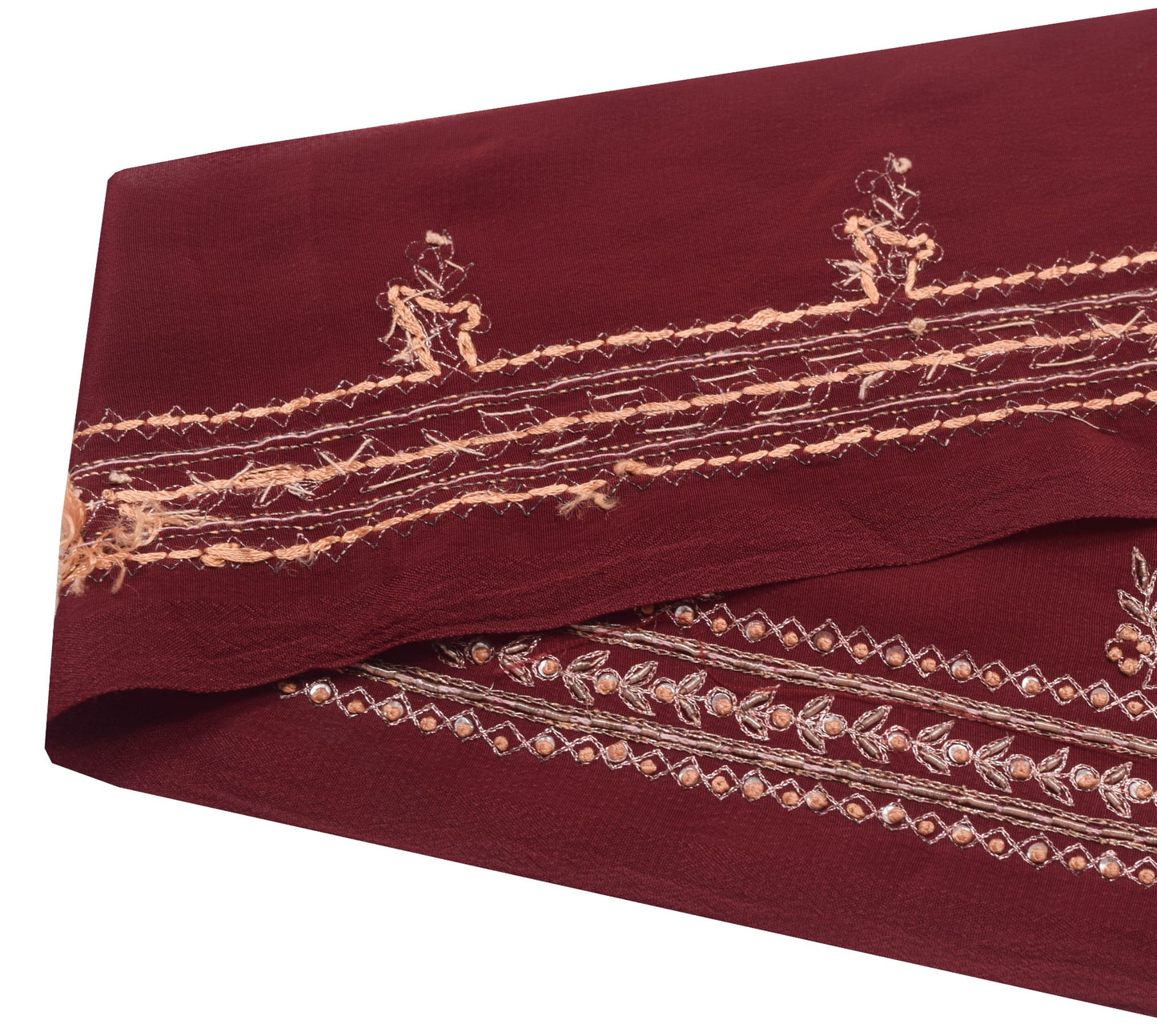 Sushila Vintage Maroon Saree Border Indian Craft Sewing Trim Zari Work Ribbon