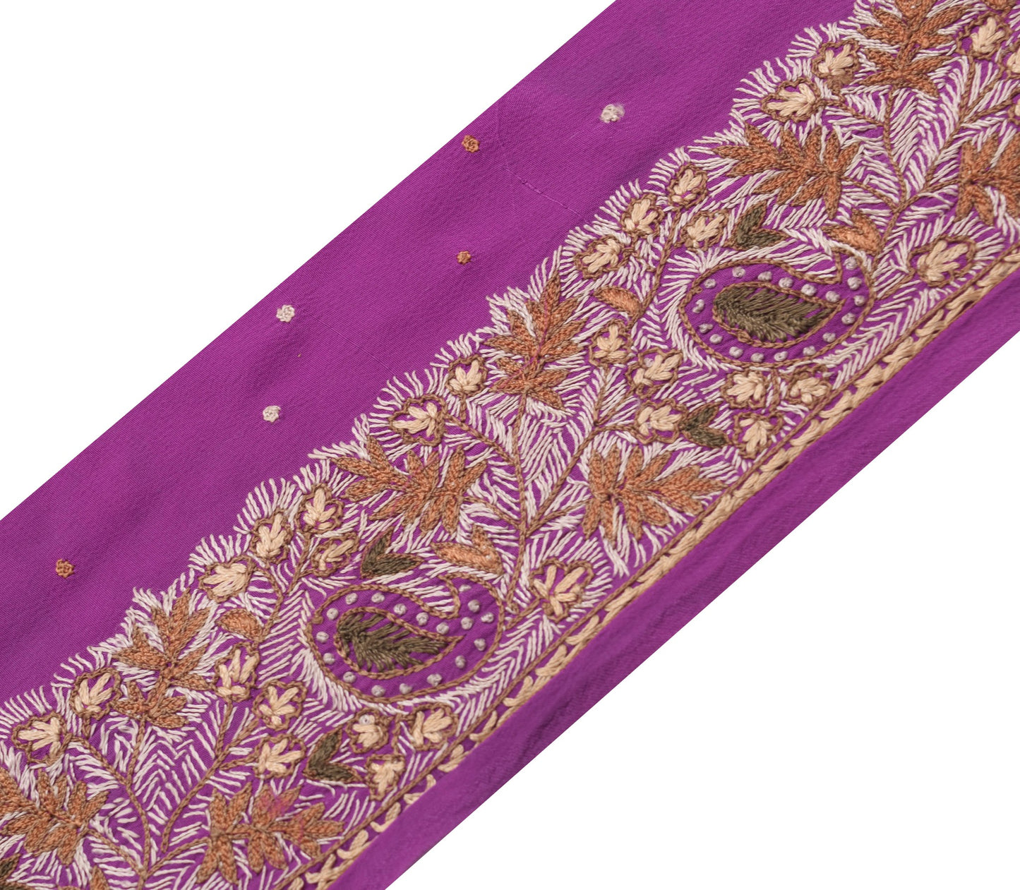 Sushila Vintage Purple Saree Border Craft Sewing Trim Embroidered Crepe Ribbon