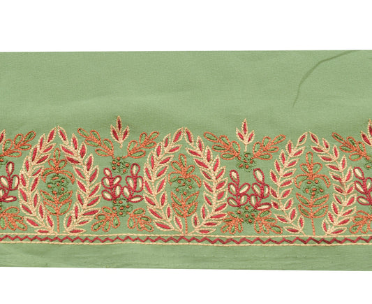 Sushila Vintage Green Saree Border Indian Craft Sewing Trim Hand Work Ribbon