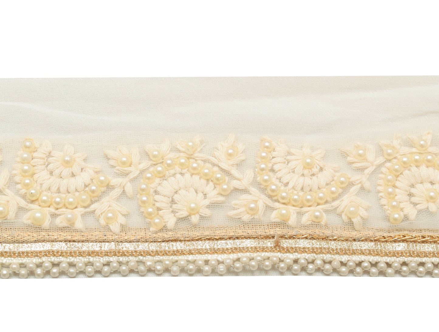 Sushila Vintage White Floral Saree Border Indian Craft Sewing Trim Lace Ribbon