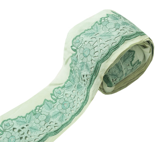 Sushila Vintage Floral Crepe Silk Saree Border Indian Craft Sewing Trim Ribbon