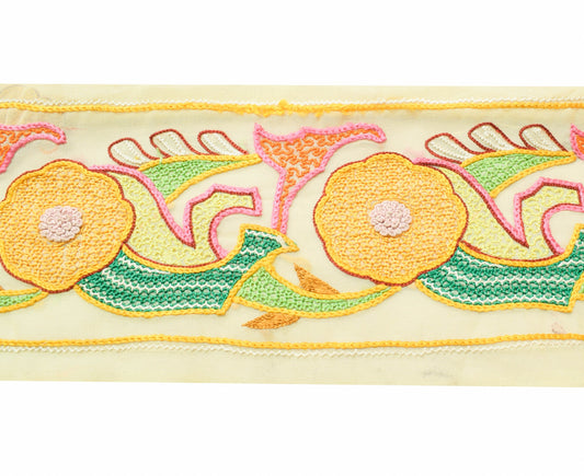 Sushila Vintage Georgette Saree Border Embroidered Craft Sewing Trim WORK Lace
