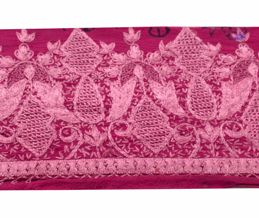 Sushila Vintage Magenta Embroidered Saree Border Craft Sewing Trim Crepe Ribbon