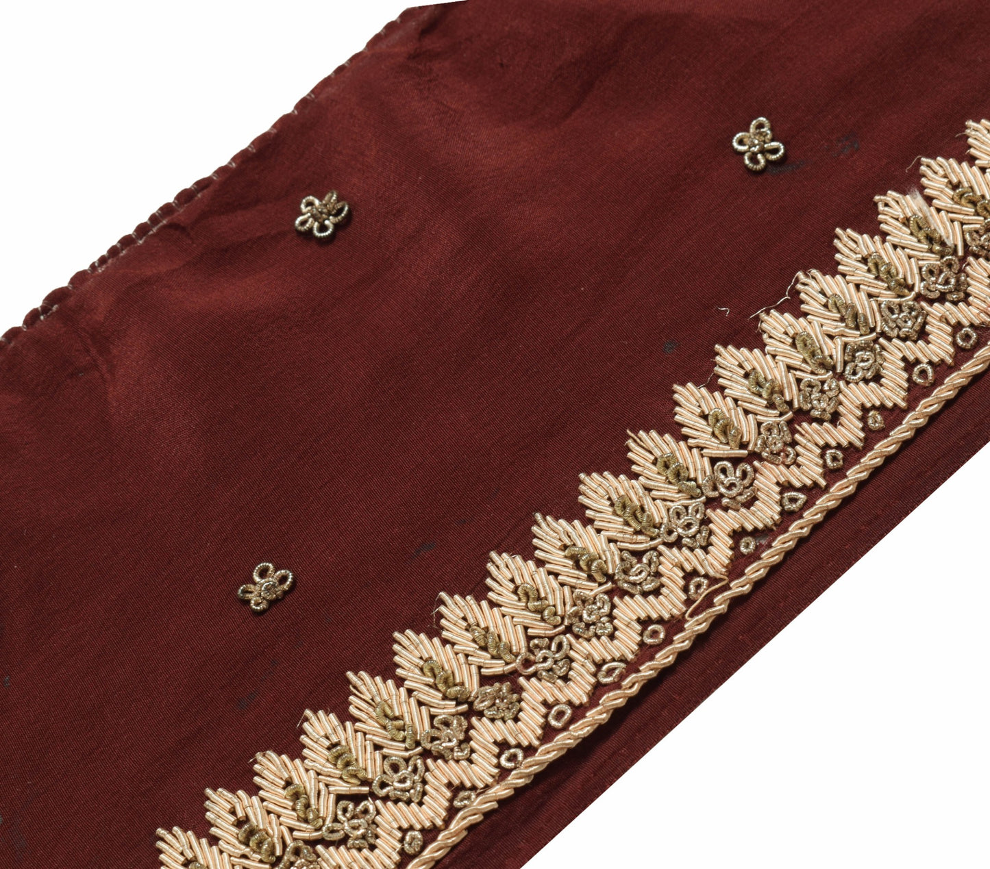 Sushila Vintage Maroon Saree Border Zardozi Work Craft Sewing Trim Lace Ribbon