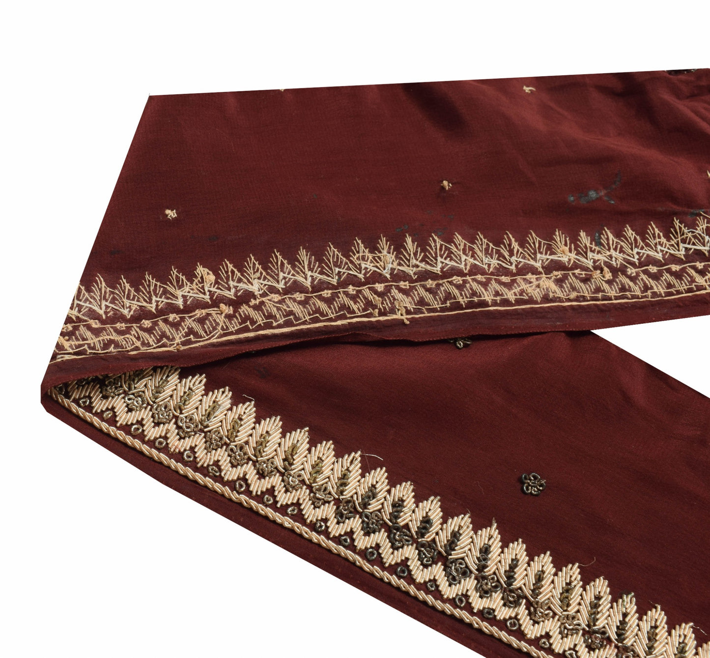 Sushila Vintage Maroon Saree Border Zardozi Work Craft Sewing Trim Lace Ribbon