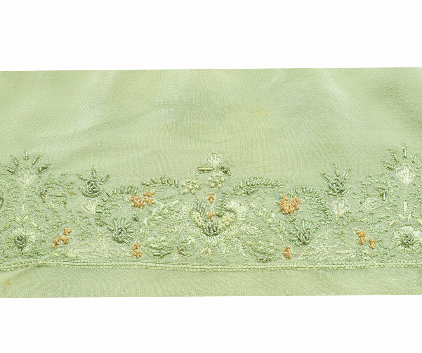 Sushila Vintage Green Saree Border Indian Craft Sewing Trim Crepe Lace Ribbon