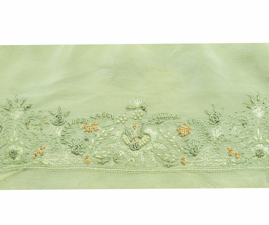 Sushila Vintage Green Saree Border Indian Craft Sewing Trim Crepe Lace Ribbon