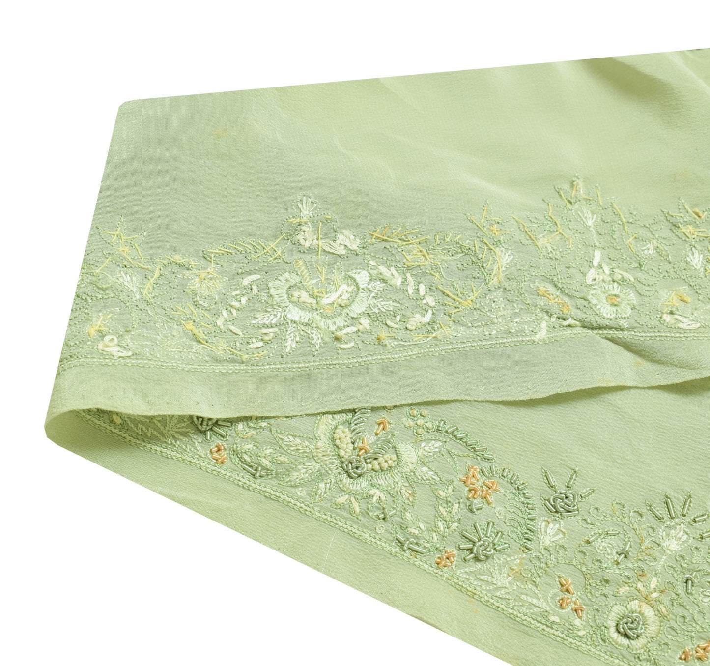 Sushila Vintage Green Saree Border Indian Craft Sewing Trim Crepe Lace Ribbon