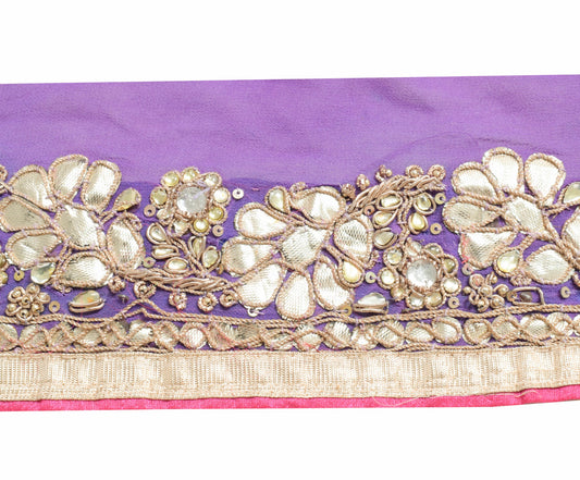 Sushila Vintage Purple Saree Border Craft Sewing Trim Gotta Patti Work Lace