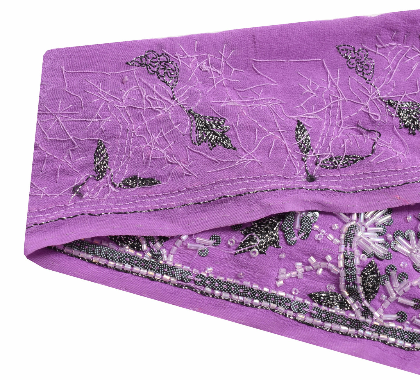Sushila Vintage Purple Saree Border Indian Craft Sewing Trim Floral Silk Lace