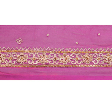 Sushila Vintage Zardozi Work Saree Border Indian Craft Sewing Trim Purple Ribbon