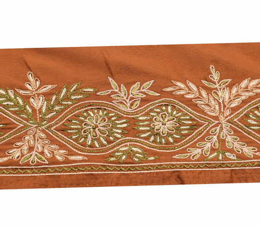 Sushila Vintage Hand Work Saree Border Brown Silk Craft Sewing Trim Lace Ribbon