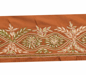 Sushila Vintage Hand Work Saree Border Brown Silk Craft Sewing Trim Lace Ribbon