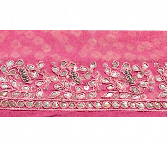 Sushila Vintage Pink Saree Border Indian Craft Sewing Trim Gotta Patti Lace