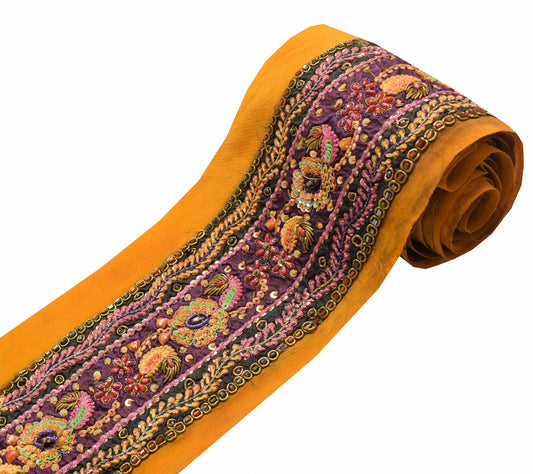 Sushila Vintage Brown Saree Border Craft Sewing Trim Hand Embroidery Lace Ribbon