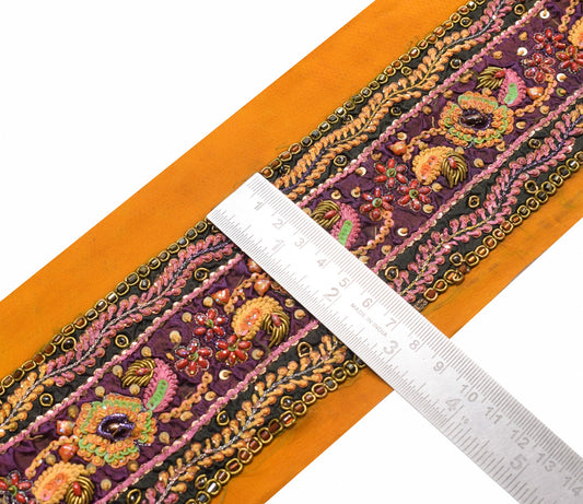 Sushila Vintage Brown Saree Border Craft Sewing Trim Hand Embroidery Lace Ribbon