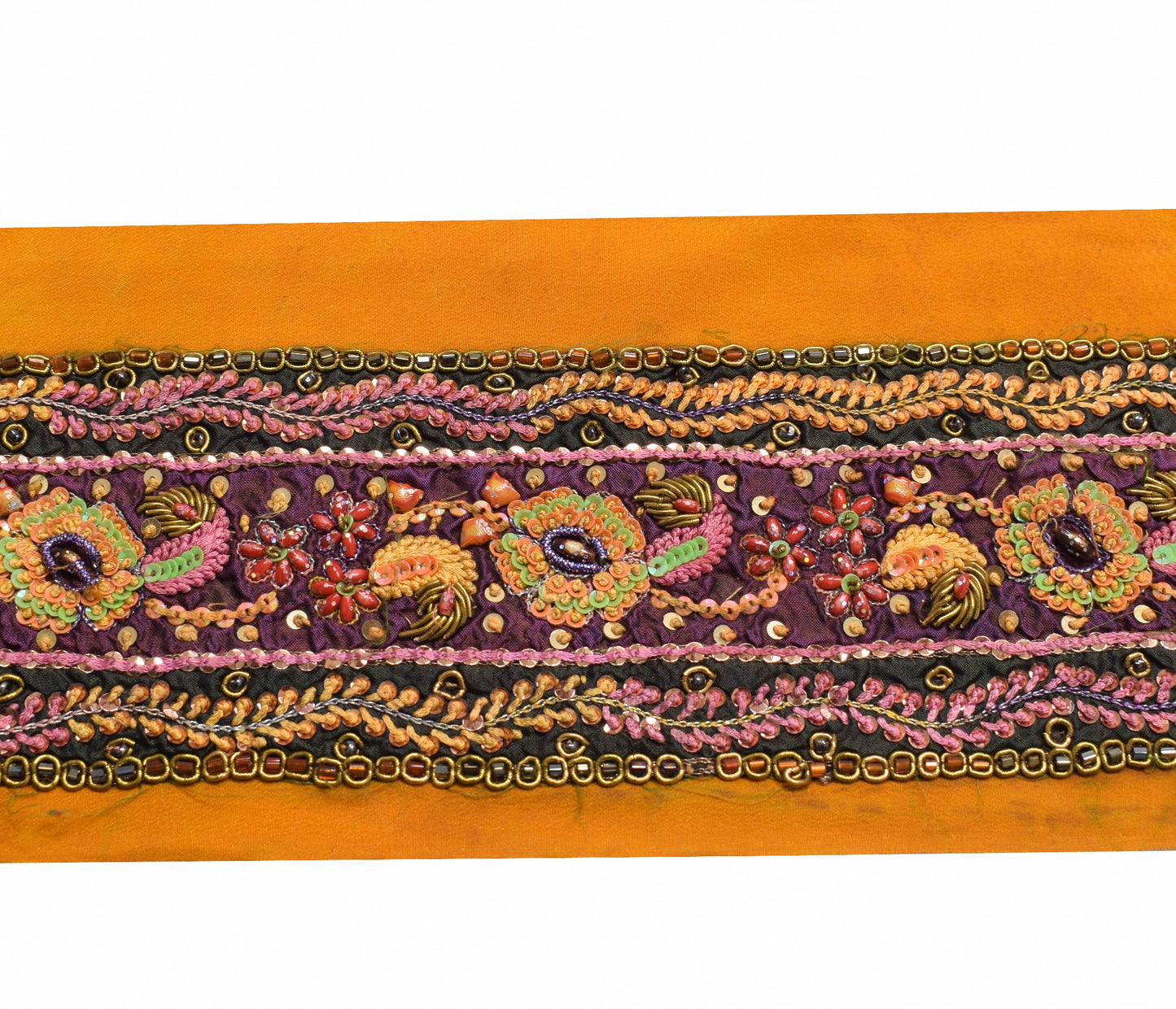 Sushila Vintage Brown Saree Border Craft Sewing Trim Hand Embroidery Lace Ribbon