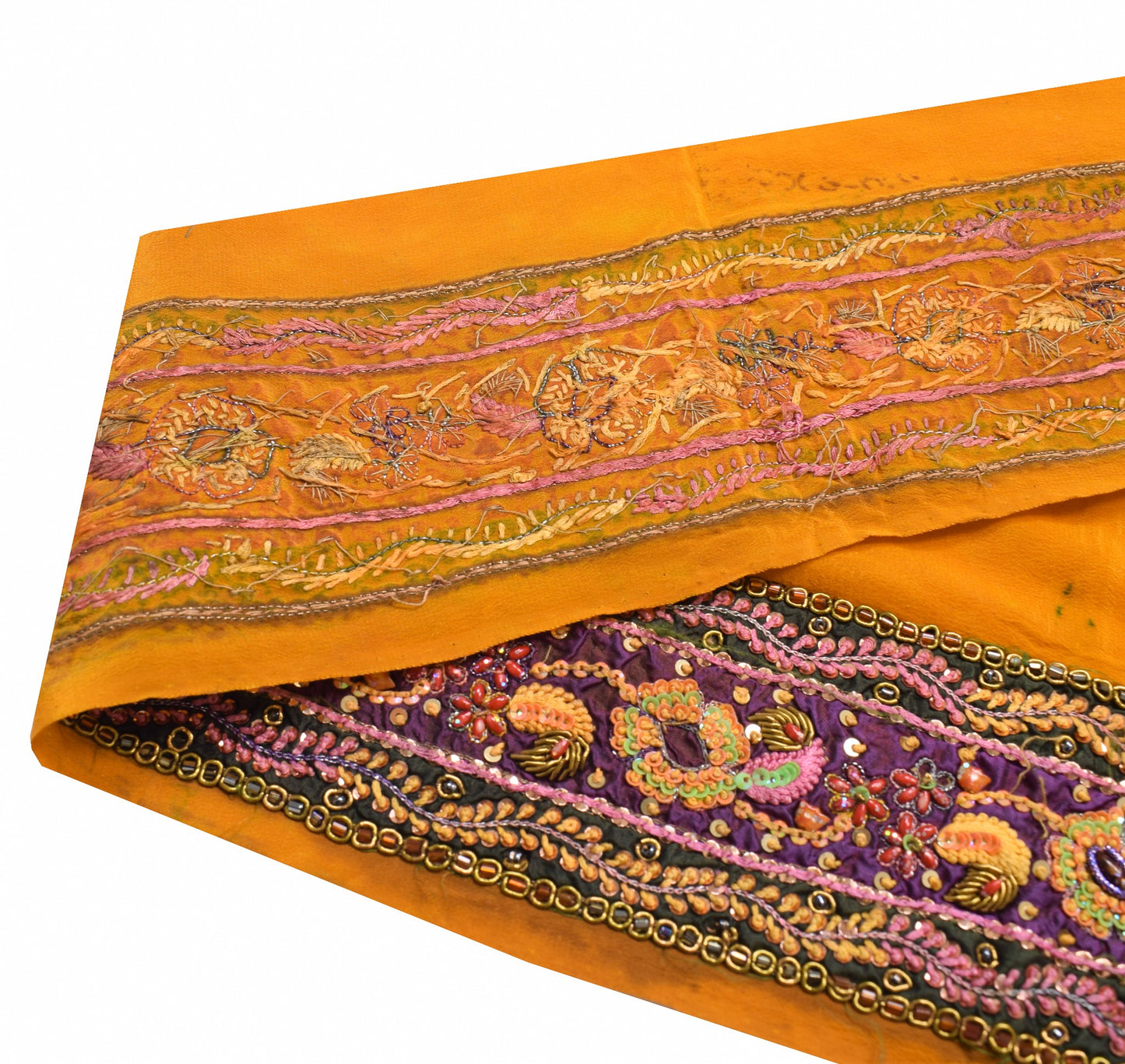 Sushila Vintage Brown Saree Border Craft Sewing Trim Hand Embroidery Lace Ribbon