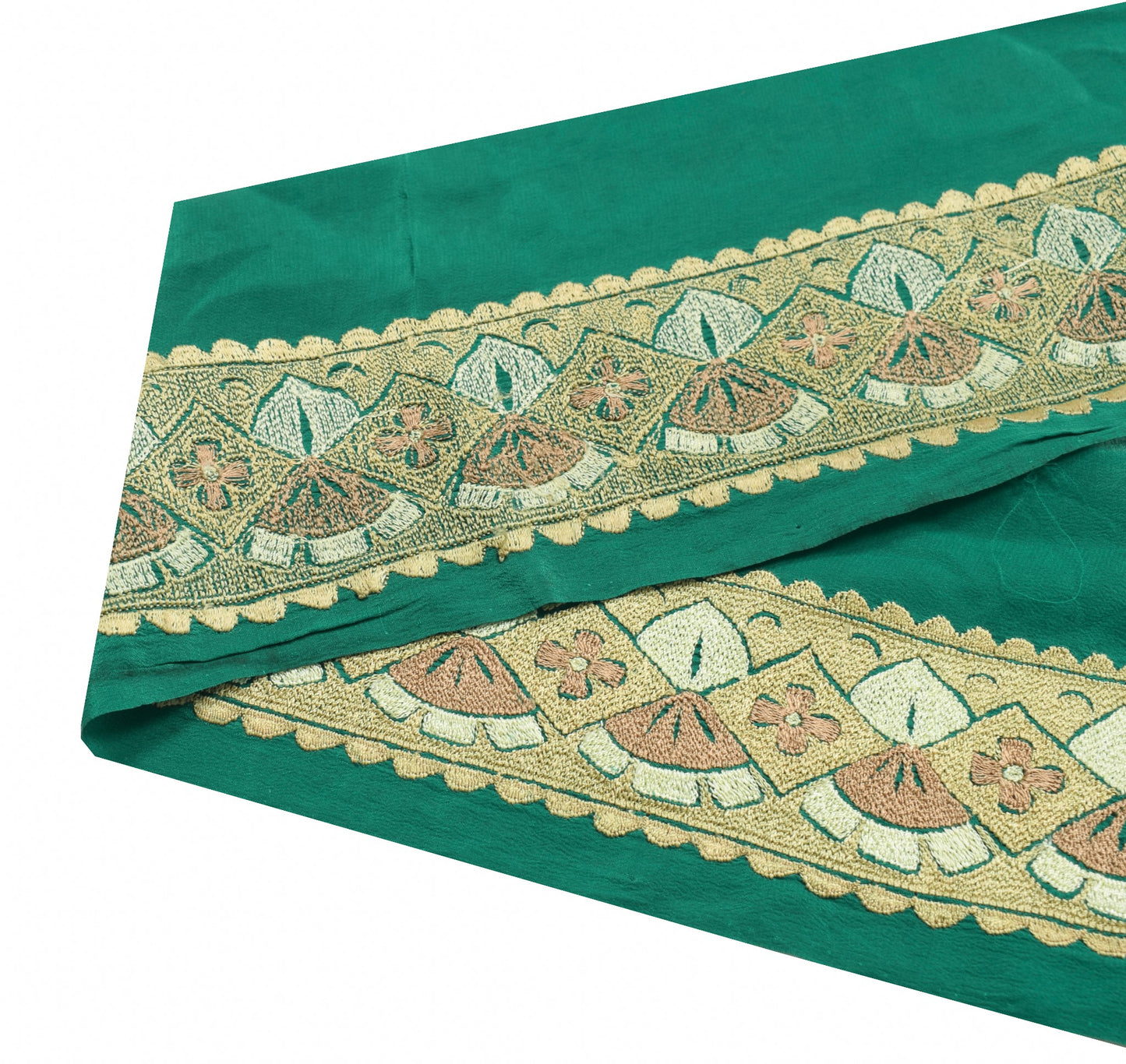 Sushila Vintage Green Saree Border Embroidered Craft Sewing Trim Lace Ribbon