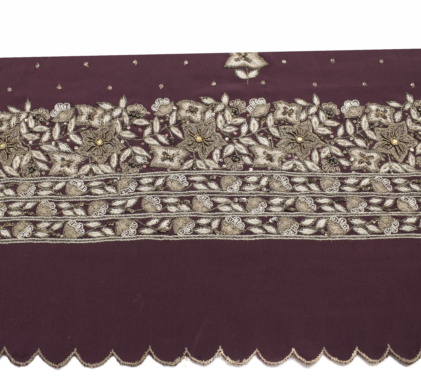 Sushila Vintage Saree Border Art Crepe Craft Sewing Trim Hand Embroidered Lace