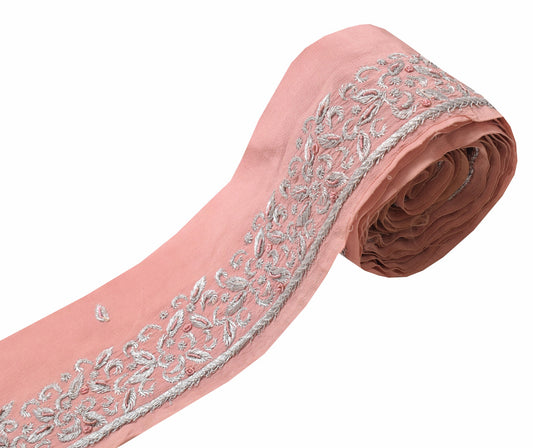 Sushila Vintage Dusty Rose Saree Border Embroidered Craft SewingTrim Lace Ribbon