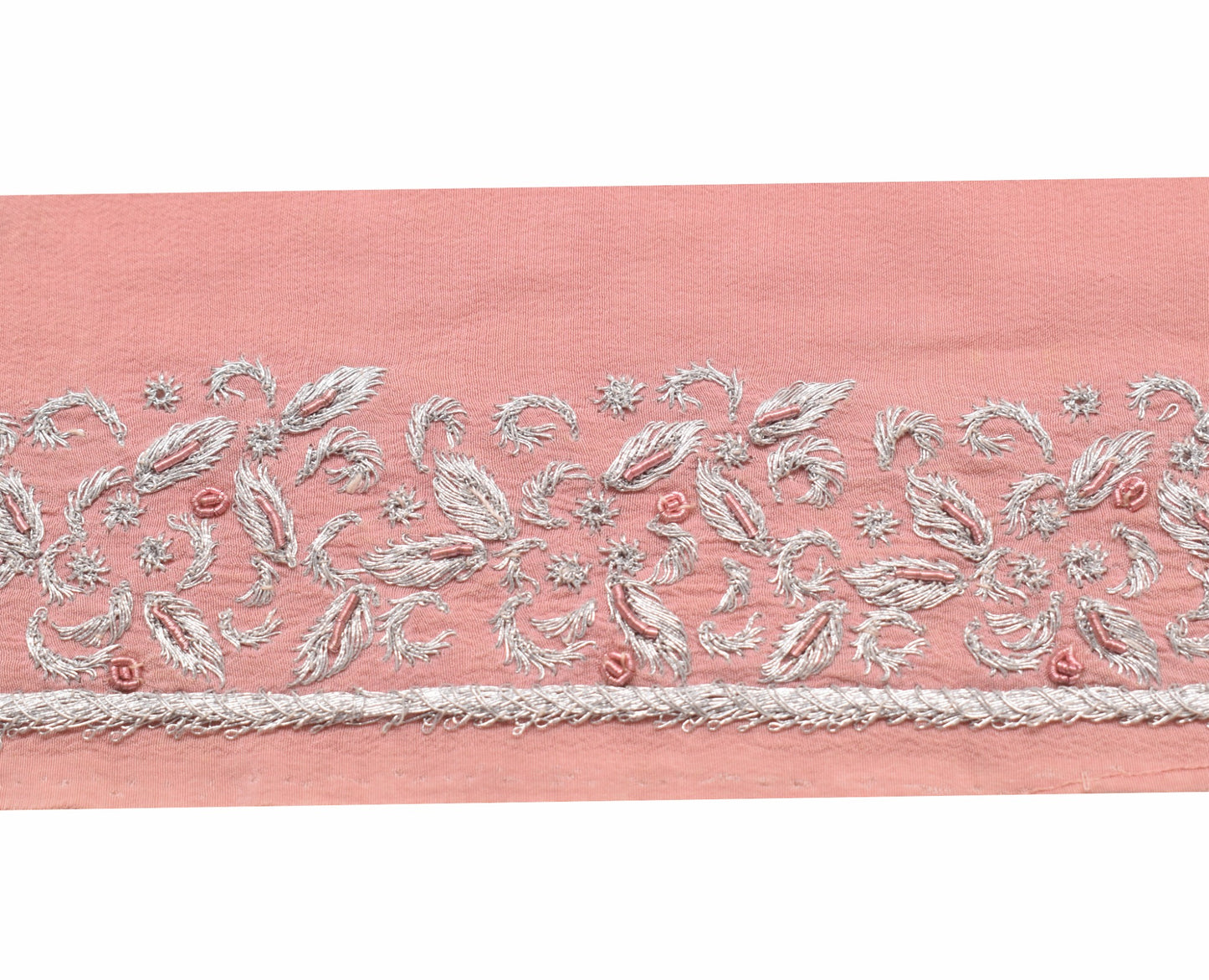 Sushila Vintage Dusty Rose Saree Border Embroidered Craft SewingTrim Lace Ribbon
