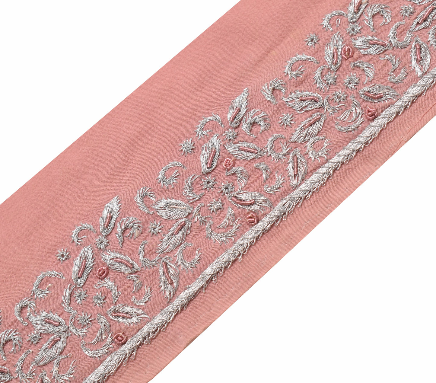 Sushila Vintage Dusty Rose Saree Border Embroidered Craft SewingTrim Lace Ribbon