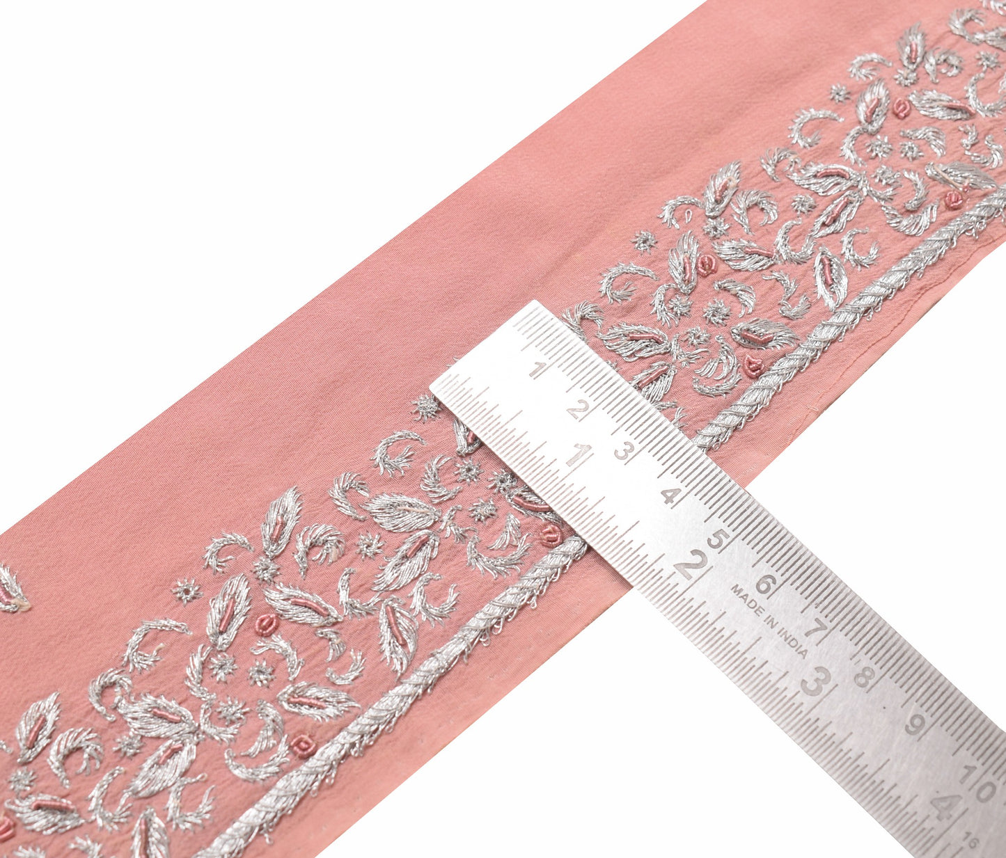Sushila Vintage Dusty Rose Saree Border Embroidered Craft SewingTrim Lace Ribbon