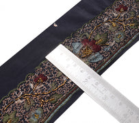 Sushila Vintage Black Saree Border Pure Crepe Craft Sewing Trim Hand Work Lace