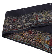 Sushila Vintage Black Saree Border Pure Crepe Craft Sewing Trim Hand Work Lace