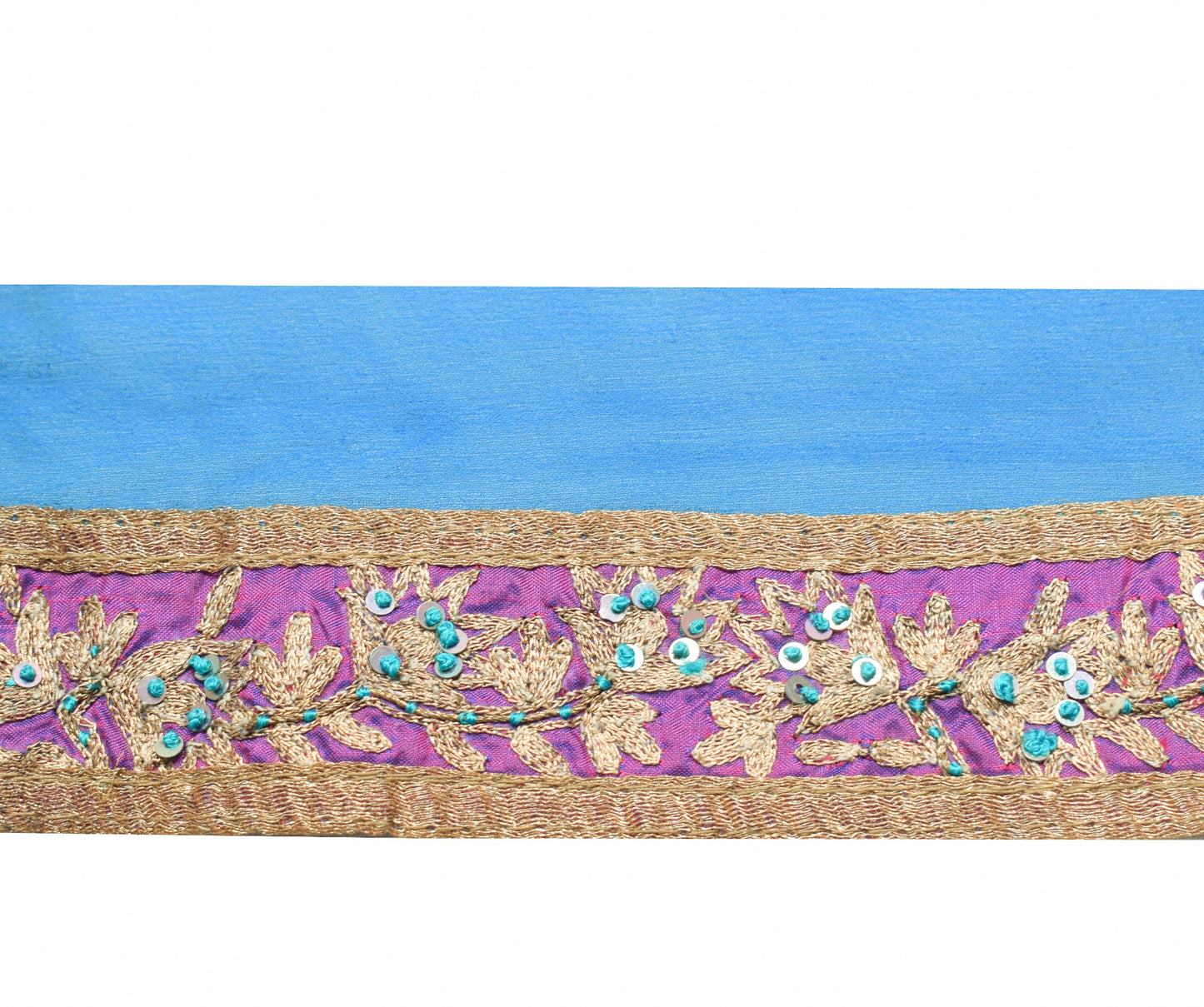 Sushila Vintage Purple Saree Border Indian Craft Sewing Trim Embroidered Lace