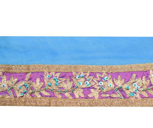 Sushila Vintage Purple Saree Border Indian Craft Sewing Trim Embroidered Lace
