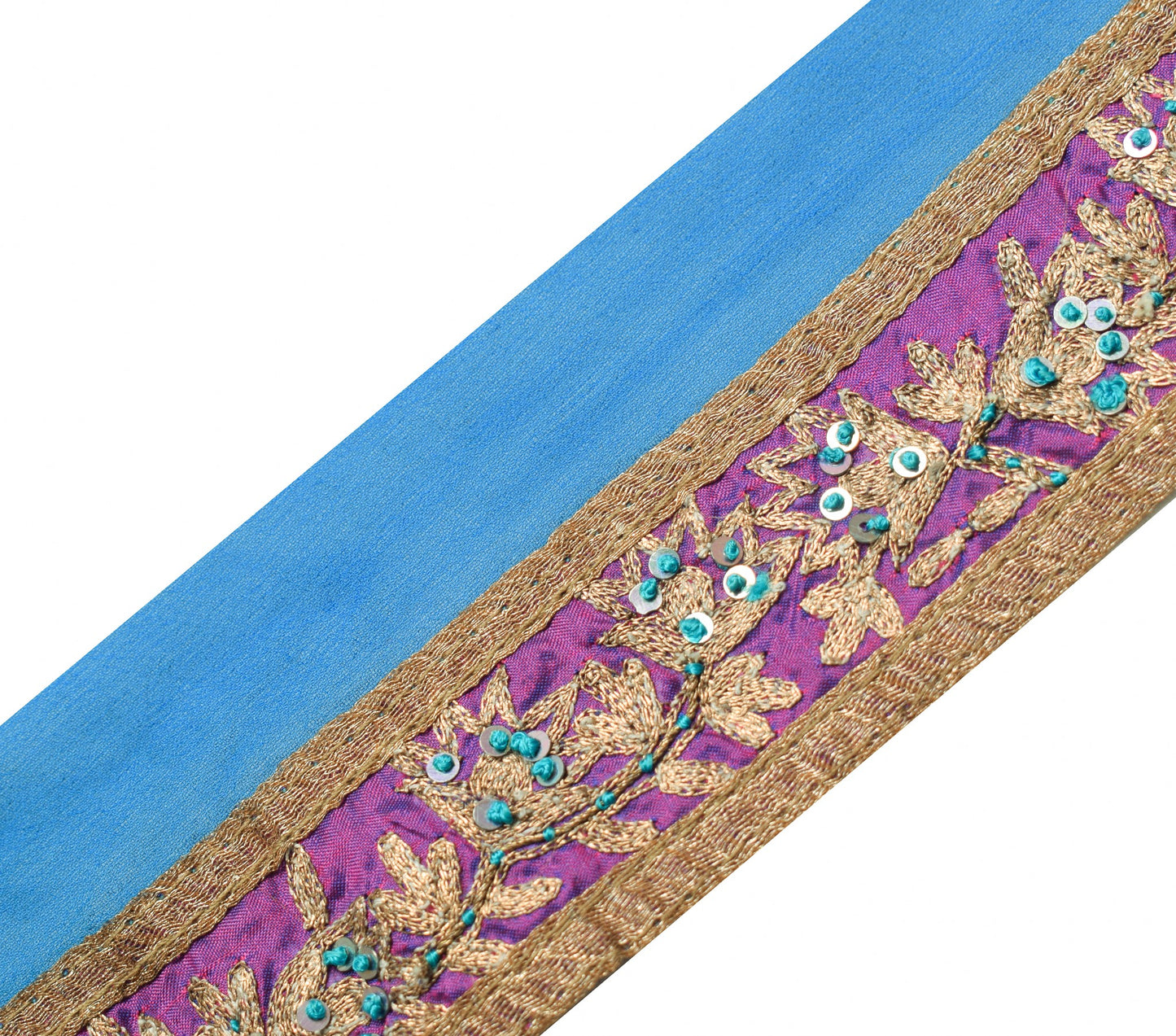 Sushila Vintage Purple Saree Border Indian Craft Sewing Trim Embroidered Lace