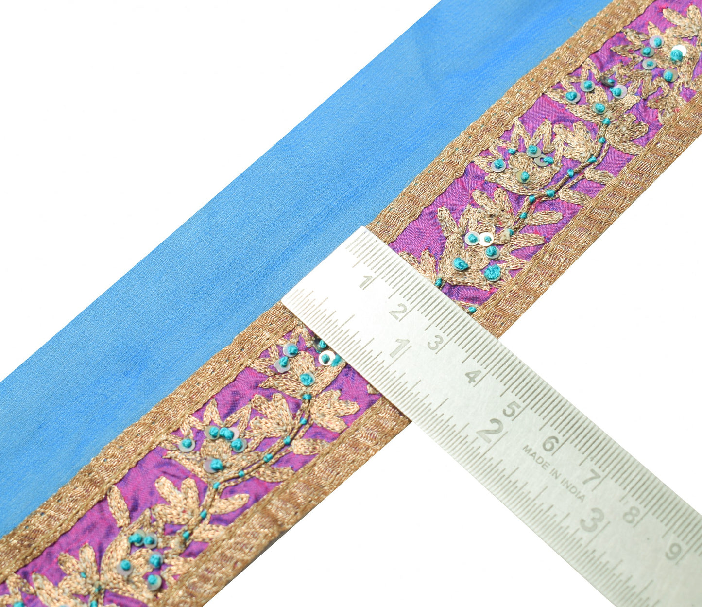 Sushila Vintage Purple Saree Border Indian Craft Sewing Trim Embroidered Lace