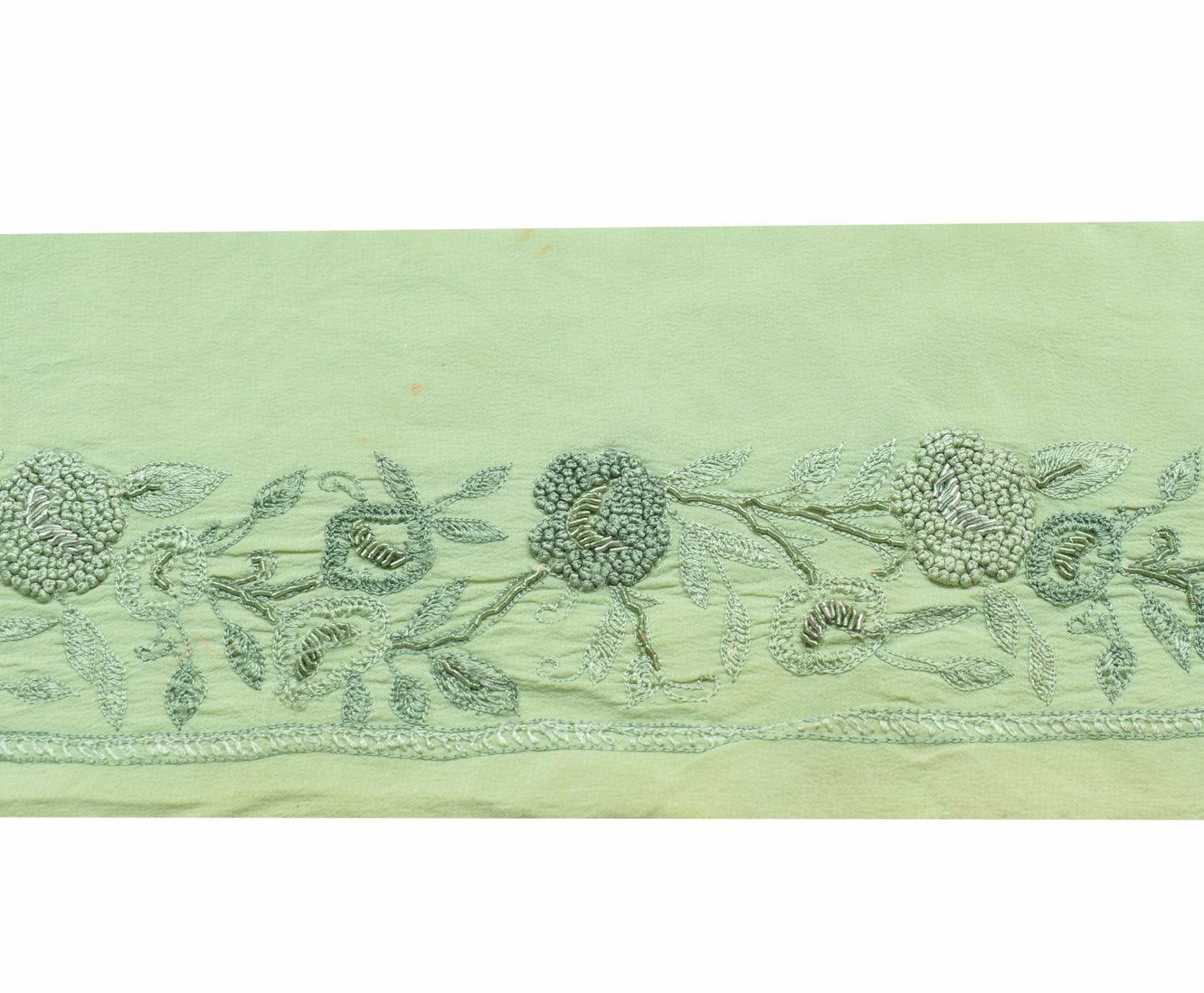 Sushila Vintage Green  Saree Border Hand Embroidered Craft Sewing Trim Ribbon