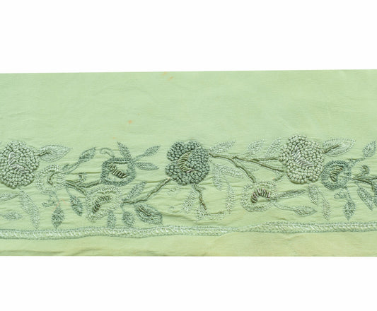 Sushila Vintage Green  Saree Border Hand Embroidered Craft Sewing Trim Ribbon