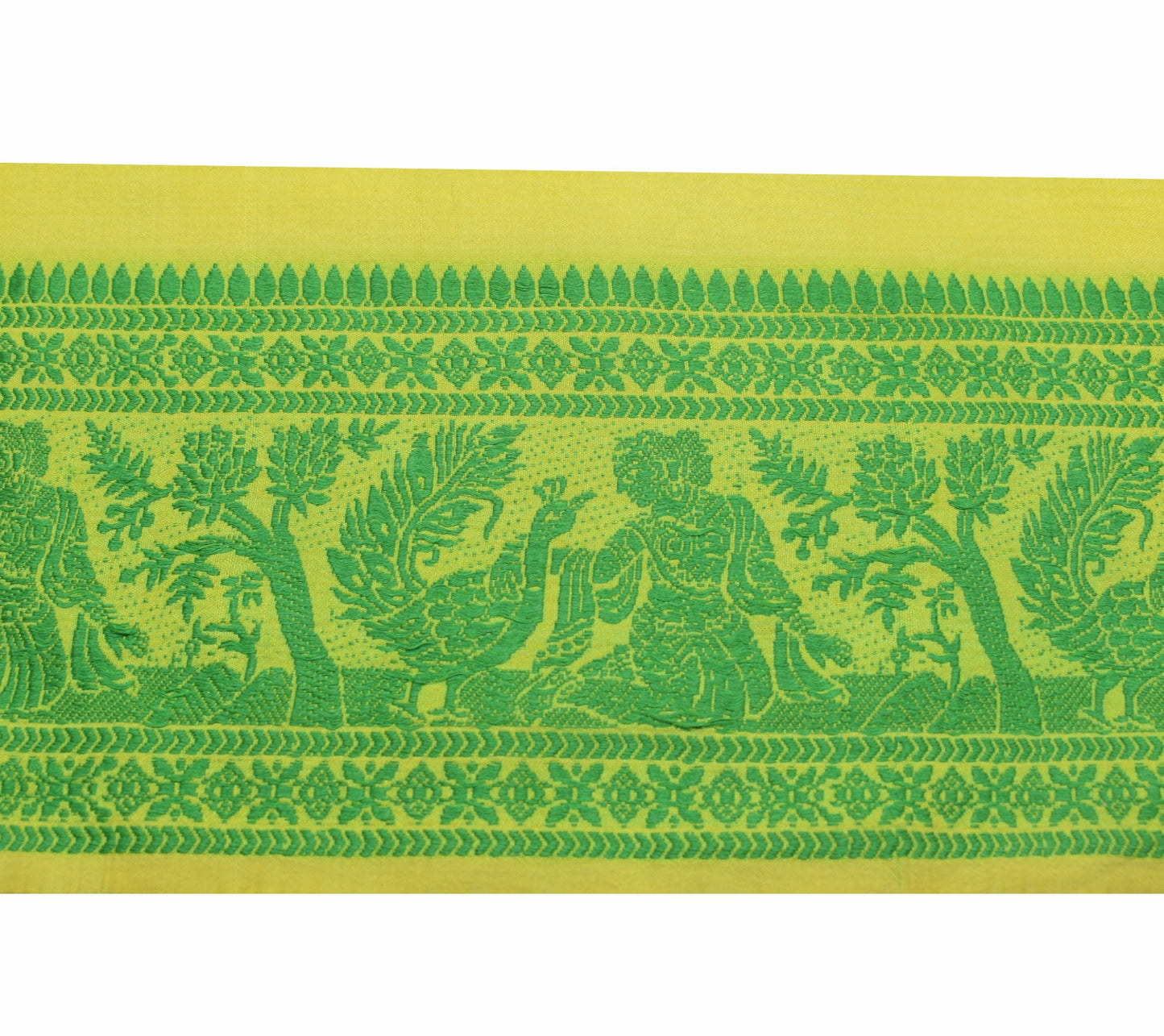 Sushila Vintage Green Saree Border Baluchari Woven Silk Craft Sewing Trim Lace