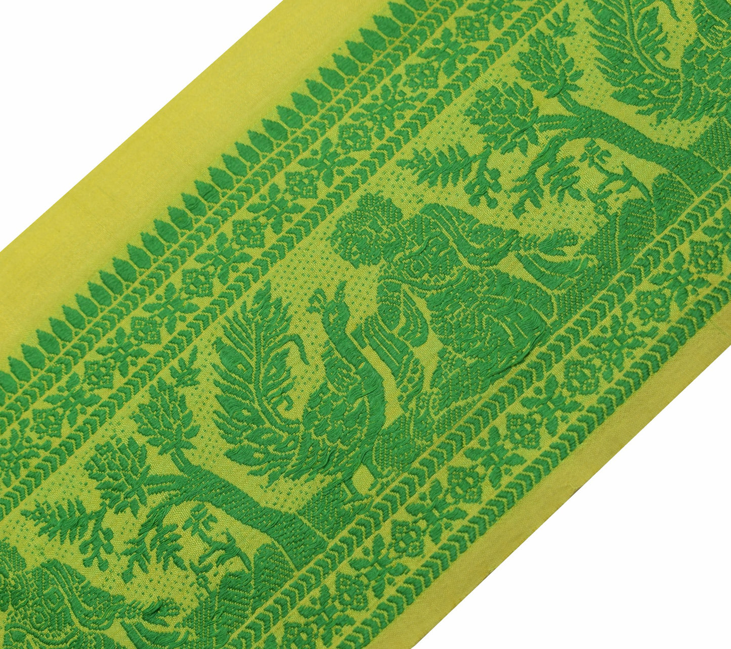 Sushila Vintage Green Saree Border Baluchari Woven Silk Craft Sewing Trim Lace