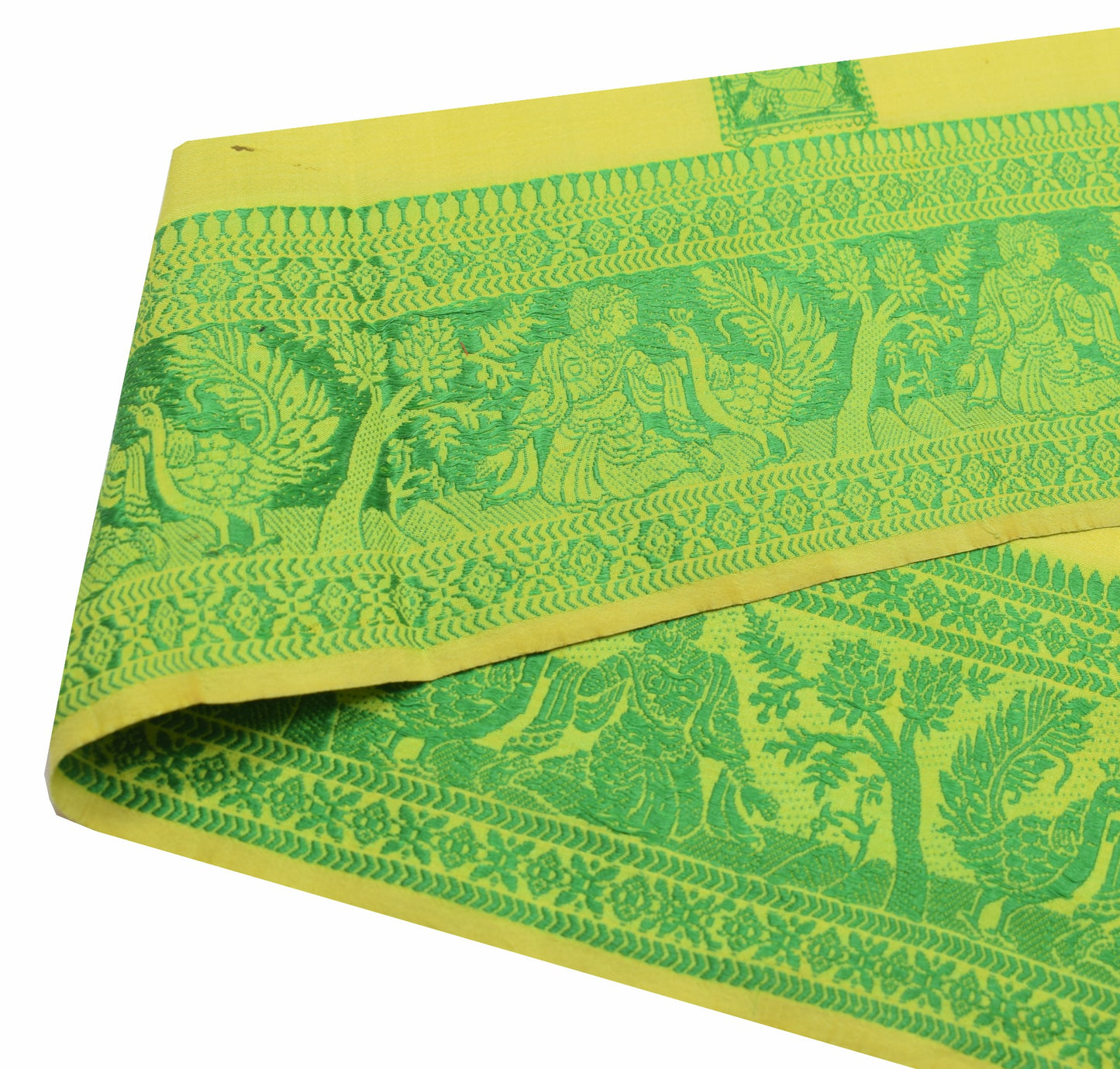 Sushila Vintage Green Saree Border Baluchari Woven Silk Craft Sewing Trim Lace