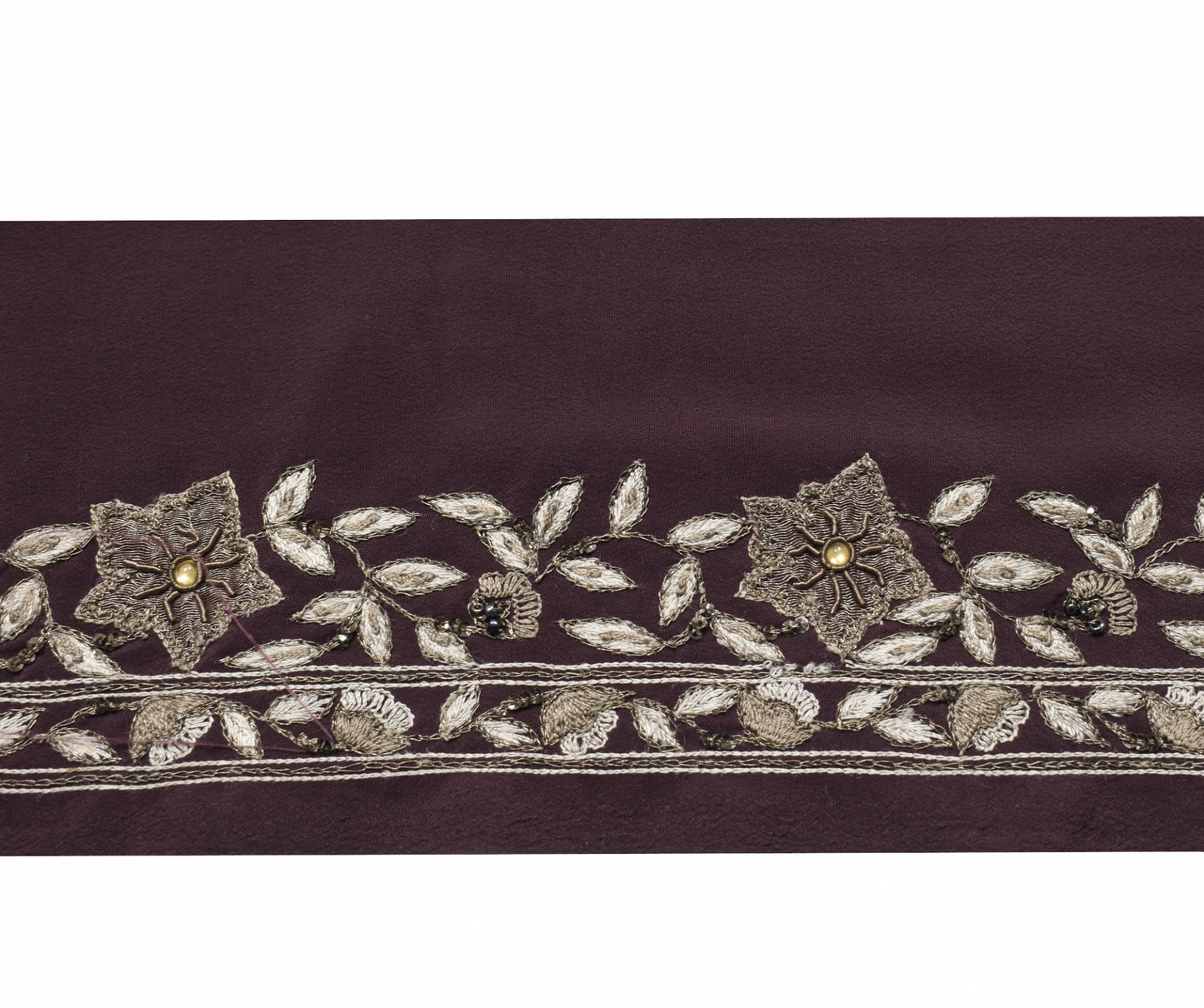 Sushila Vintage Hand Embroidered Saree Border Craft Sewing Trim Floral Lace