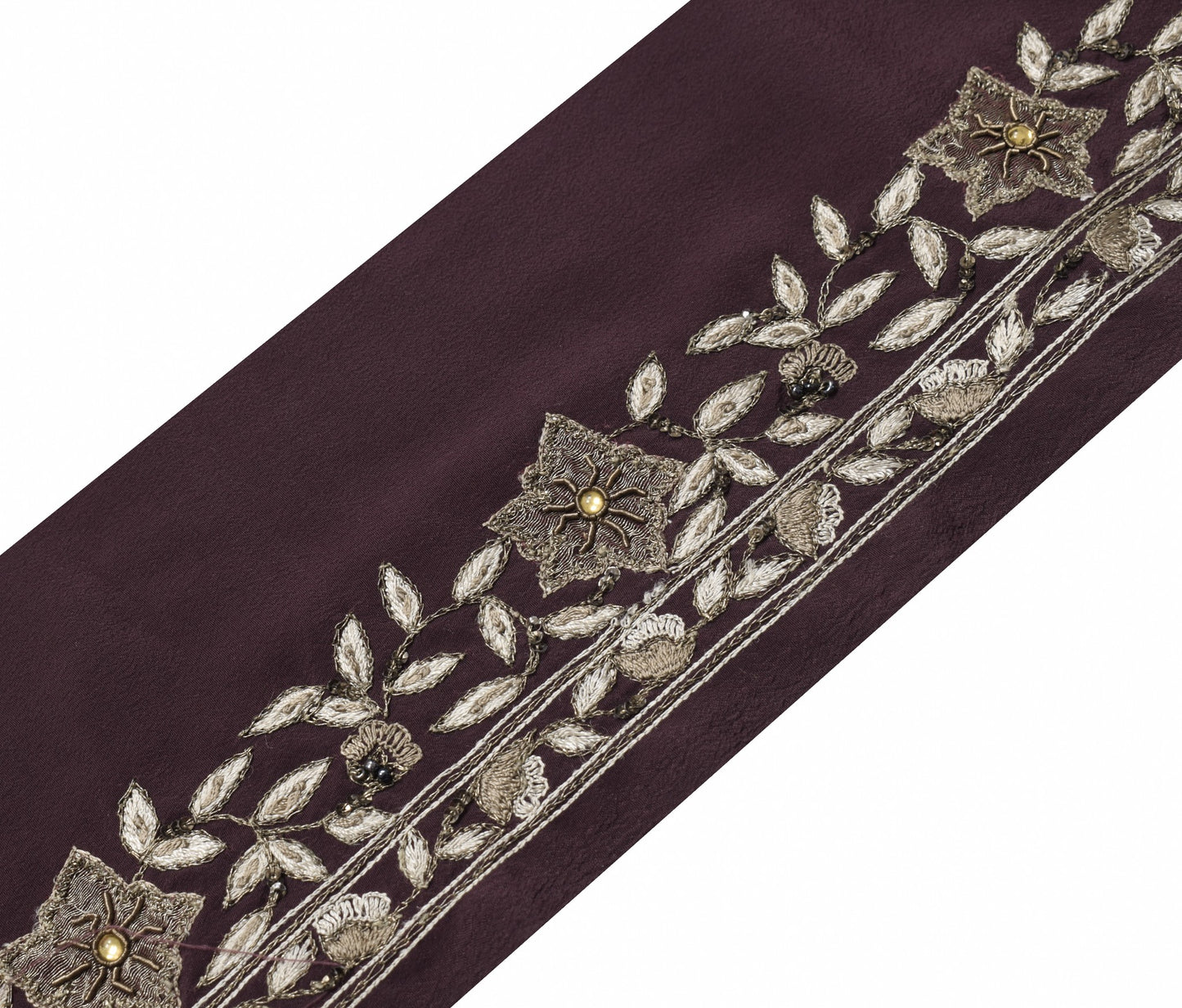Sushila Vintage Hand Embroidered Saree Border Craft Sewing Trim Floral Lace