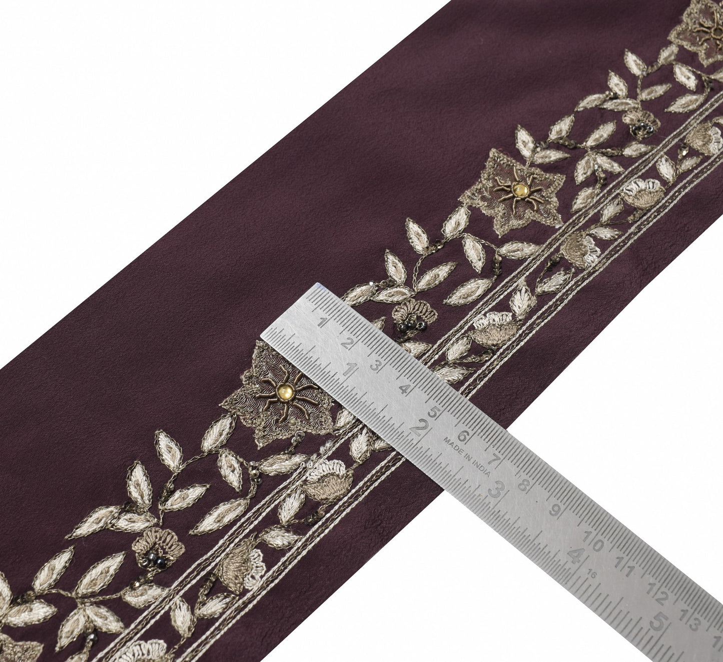 Sushila Vintage Hand Embroidered Saree Border Craft Sewing Trim Floral Lace