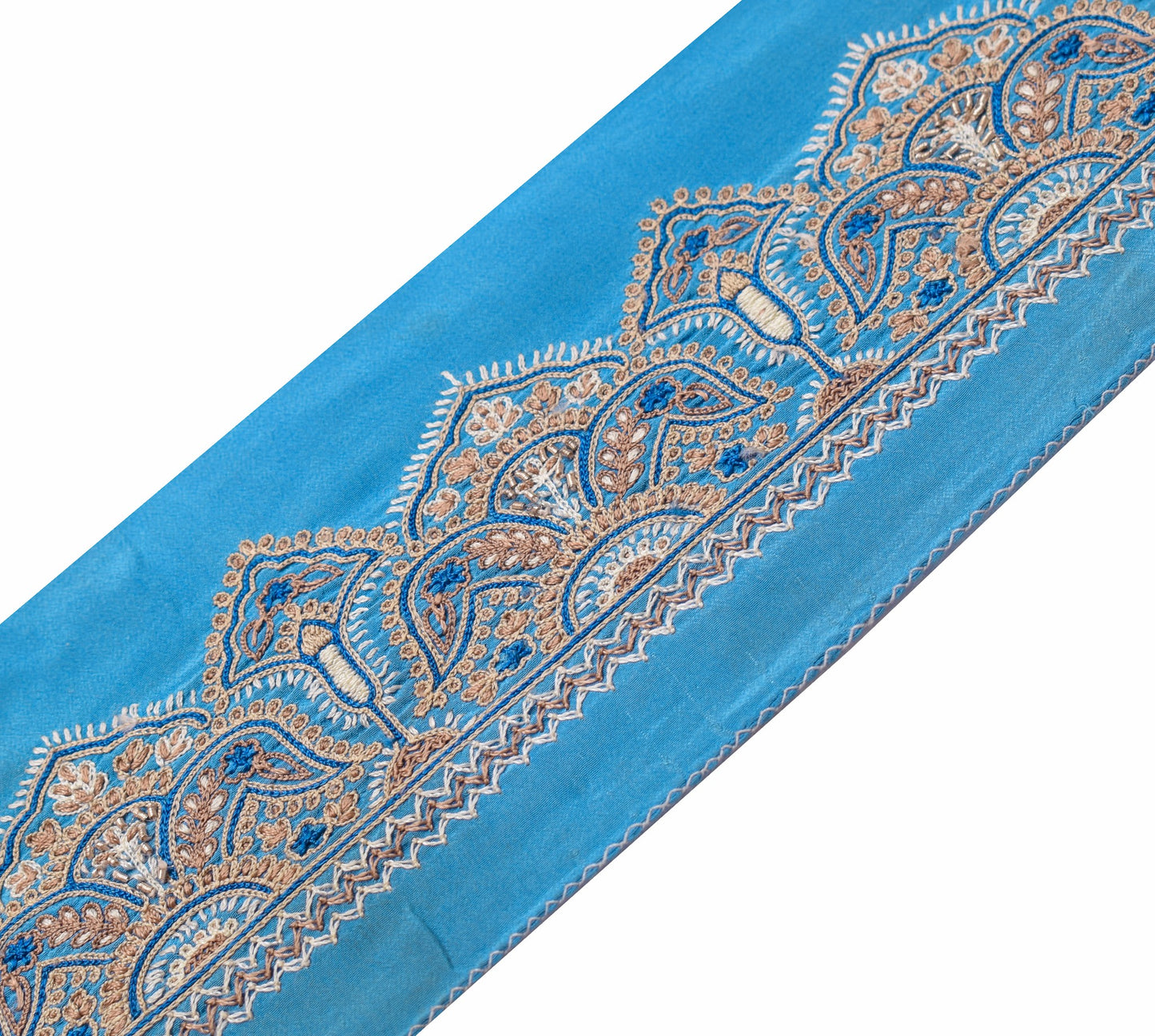 Sushila Vintage Sky Blue Saree Border Hand Work Craft Sewing Trim Lace Ribbon