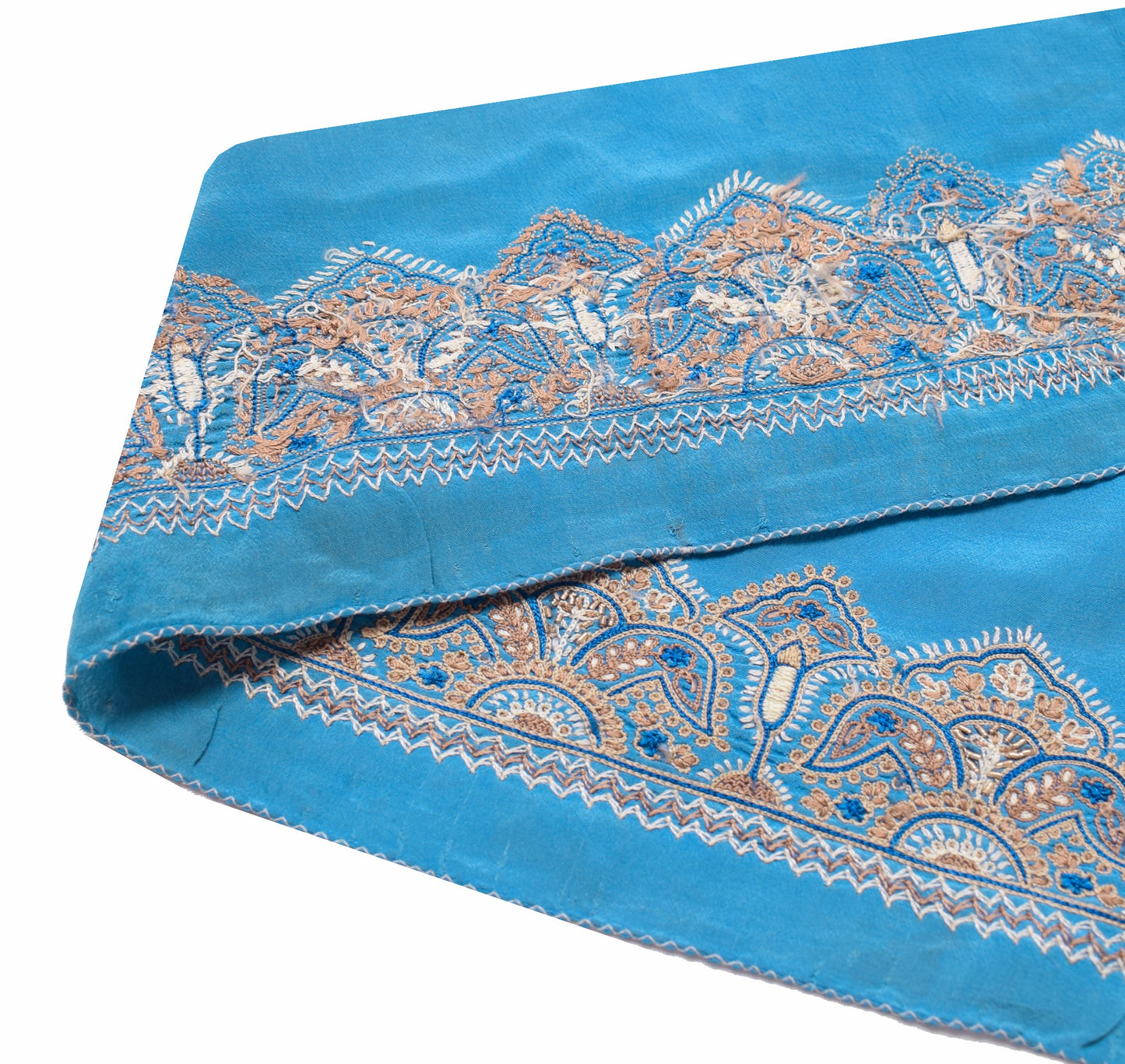 Sushila Vintage Sky Blue Saree Border Hand Work Craft Sewing Trim Lace Ribbon