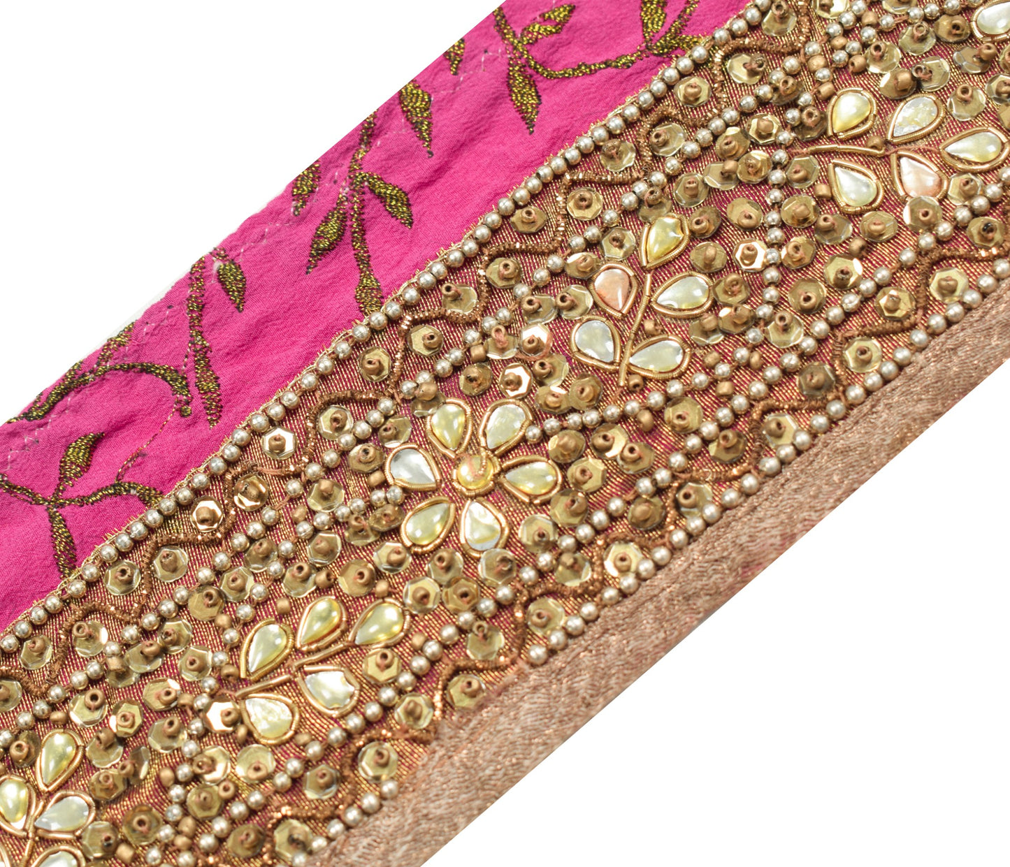 Sushila Vintage Crepe Saree Border Hand Beaded Craft Sewing Trim Lace Ribbon